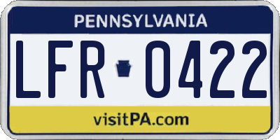 PA license plate LFR0422