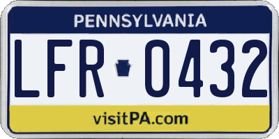 PA license plate LFR0432