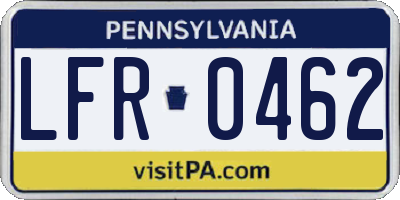 PA license plate LFR0462