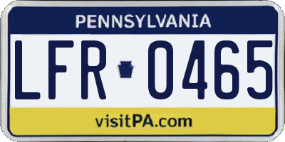 PA license plate LFR0465
