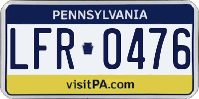 PA license plate LFR0476
