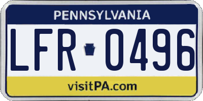 PA license plate LFR0496