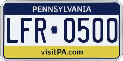 PA license plate LFR0500