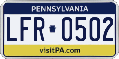 PA license plate LFR0502