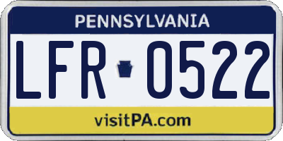 PA license plate LFR0522