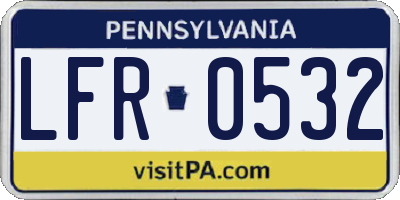 PA license plate LFR0532