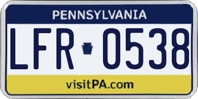 PA license plate LFR0538