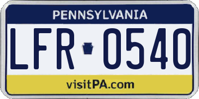 PA license plate LFR0540