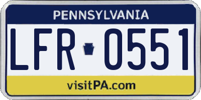 PA license plate LFR0551