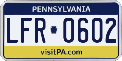 PA license plate LFR0602