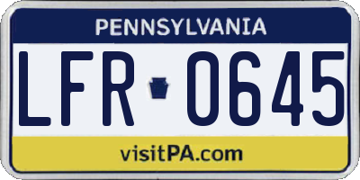 PA license plate LFR0645