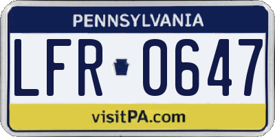 PA license plate LFR0647