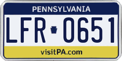 PA license plate LFR0651