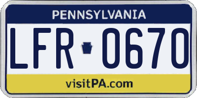 PA license plate LFR0670