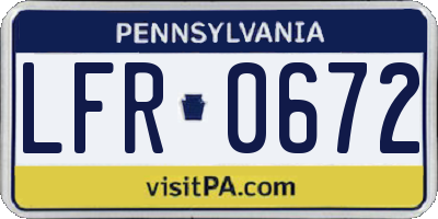 PA license plate LFR0672