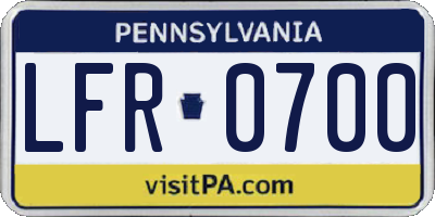 PA license plate LFR0700