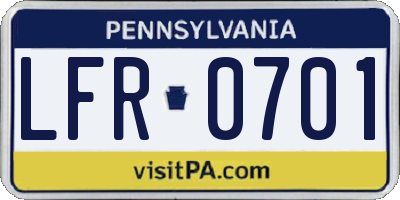 PA license plate LFR0701