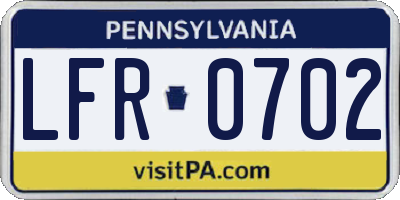 PA license plate LFR0702