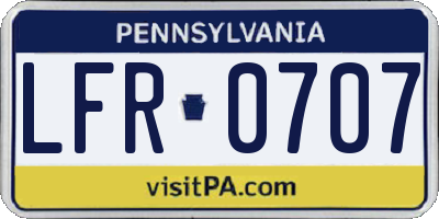 PA license plate LFR0707