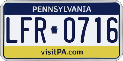 PA license plate LFR0716