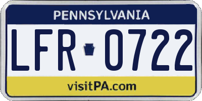 PA license plate LFR0722