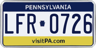 PA license plate LFR0726