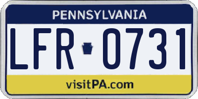 PA license plate LFR0731