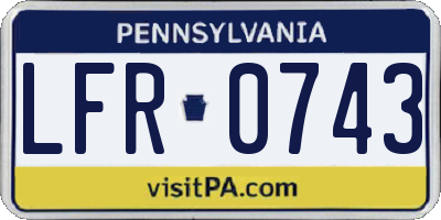 PA license plate LFR0743
