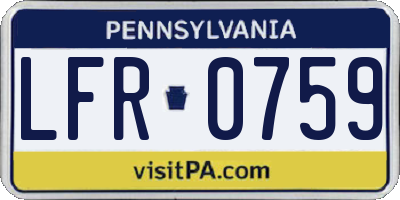 PA license plate LFR0759