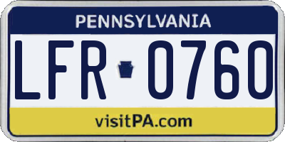 PA license plate LFR0760