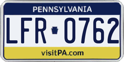 PA license plate LFR0762