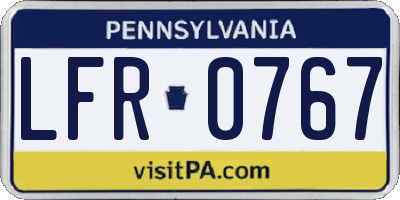 PA license plate LFR0767