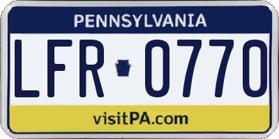 PA license plate LFR0770