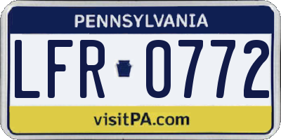 PA license plate LFR0772