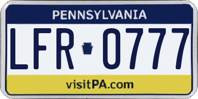 PA license plate LFR0777