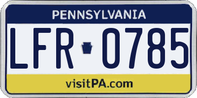 PA license plate LFR0785