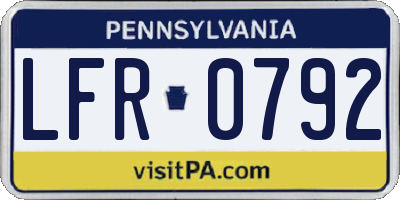 PA license plate LFR0792
