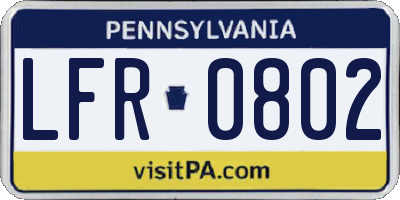 PA license plate LFR0802
