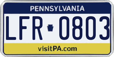 PA license plate LFR0803