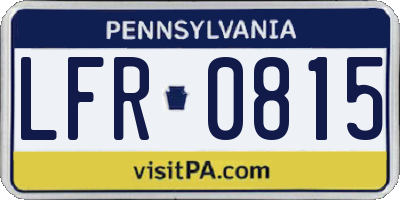 PA license plate LFR0815