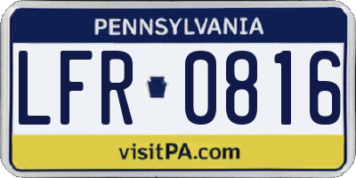 PA license plate LFR0816