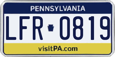 PA license plate LFR0819