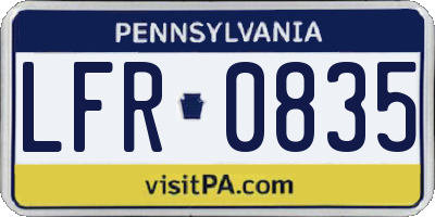 PA license plate LFR0835