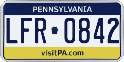PA license plate LFR0842