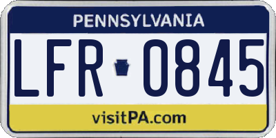 PA license plate LFR0845