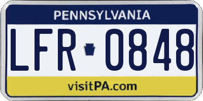 PA license plate LFR0848