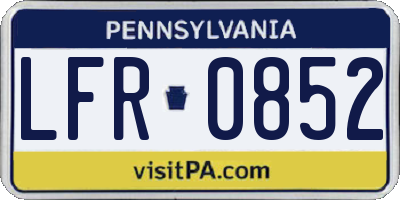 PA license plate LFR0852
