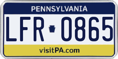 PA license plate LFR0865