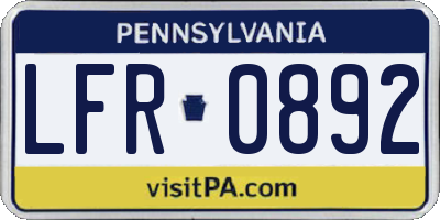 PA license plate LFR0892