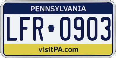 PA license plate LFR0903